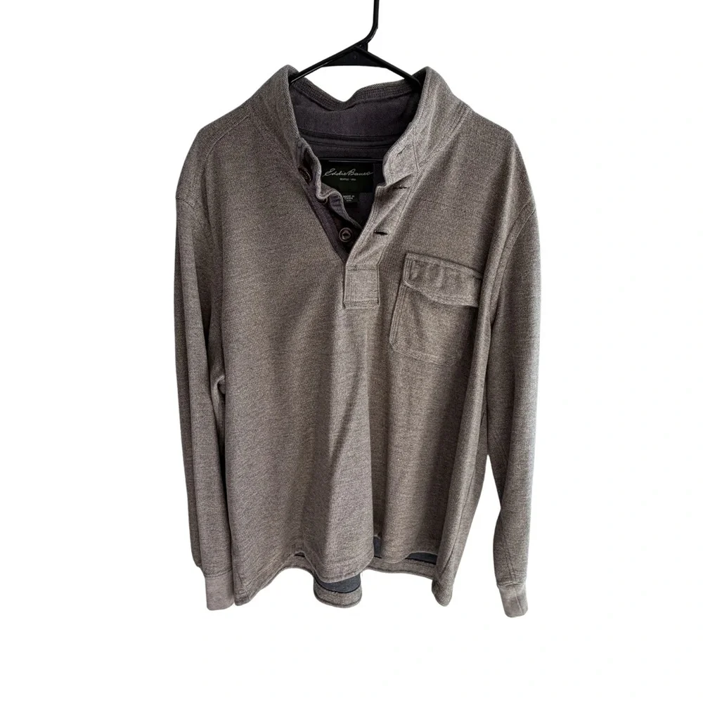 Eddie Bauer Henley Pullover Mens‎ XXL Long Sleeve Button Neck Shirt